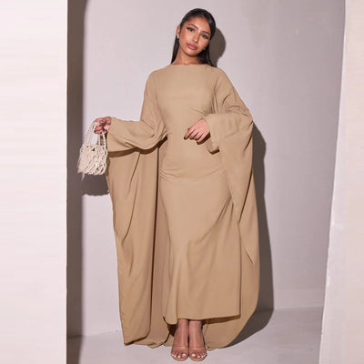LM087 Eid 2025 Cape Abaya Dress | Premium Silky Satin Modest Dress | Luxury Elegance