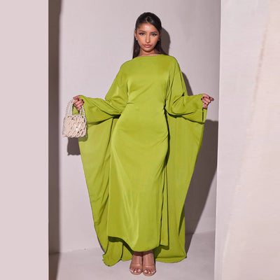 LM087 Eid 2025 Cape Abaya Dress | Premium Silky Satin Modest Dress | Luxury Elegance