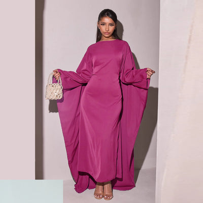 LM087 Eid 2025 Cape Abaya Dress | Premium Silky Satin Modest Dress | Luxury Elegance