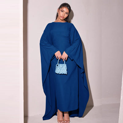 LM087 Eid 2025 Cape Abaya Dress | Premium Silky Satin Modest Dress | Luxury Elegance