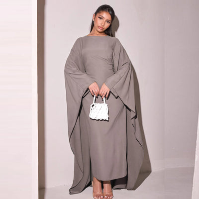 LM087 Eid 2025 Cape Abaya Dress | Premium Silky Satin Modest Dress | Luxury Elegance