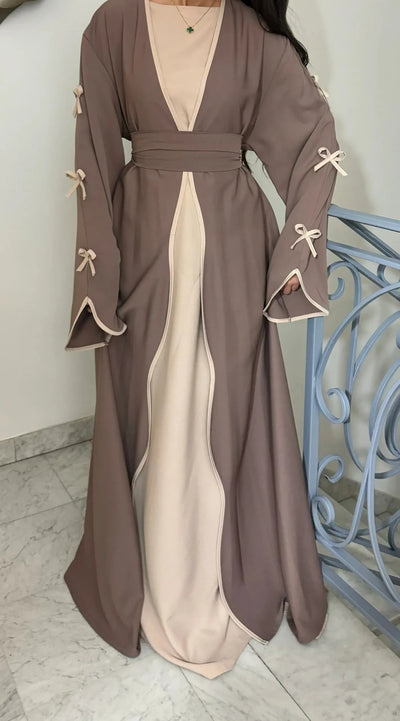 LM088 TikTok 2025 Coquette Wave Abaya Cardigan | Premium Nidha Medina Silk | Arabic Modest Fashion