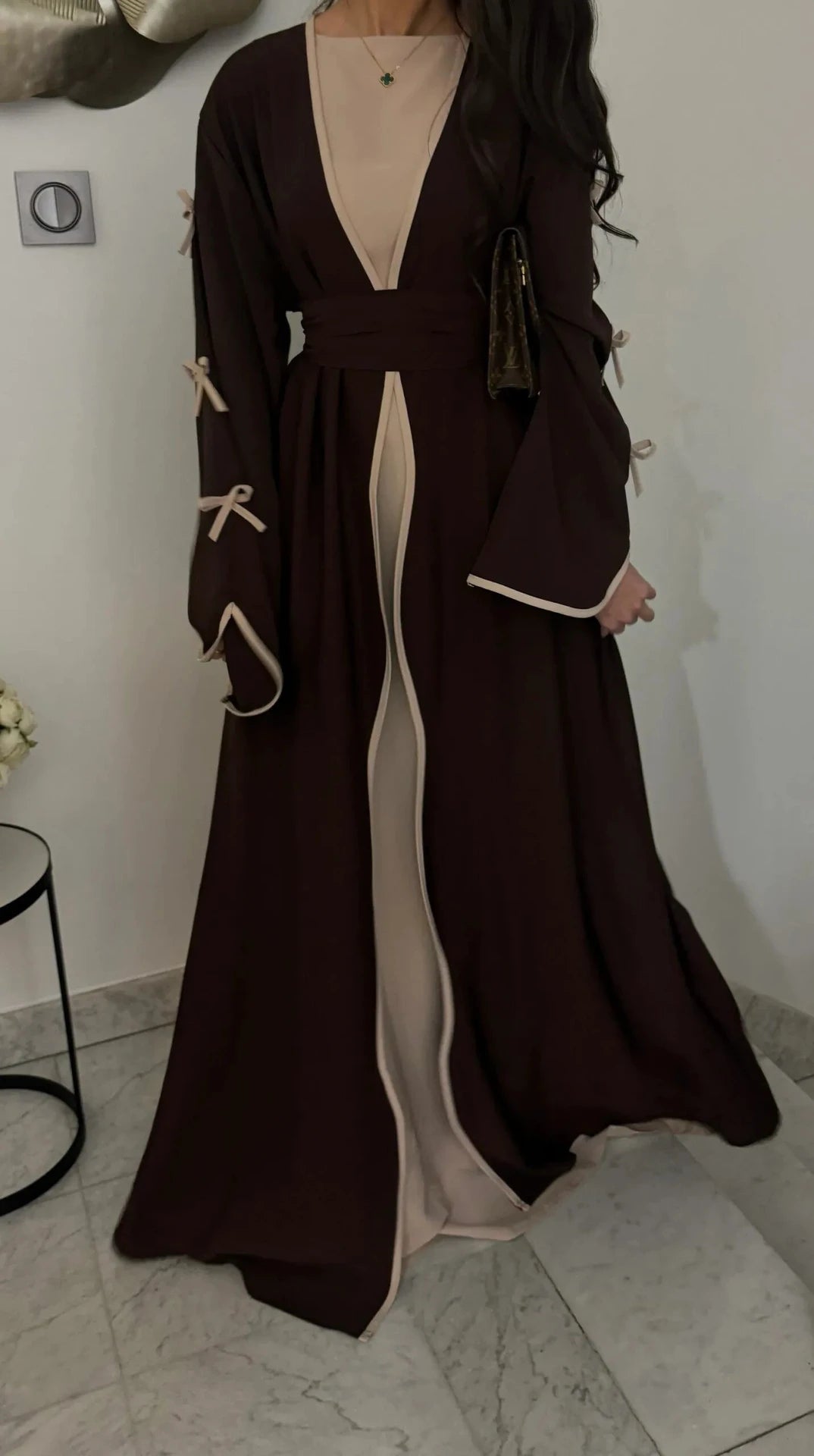 LM088 TikTok 2025 Coquette Wave Abaya Cardigan | Premium Nidha Medina Silk | Arabic Modest Fashion