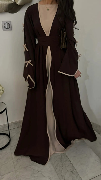 LM088 TikTok 2025 Coquette Wave Abaya Cardigan | Premium Nidha Medina Silk | Arabic Modest Fashion