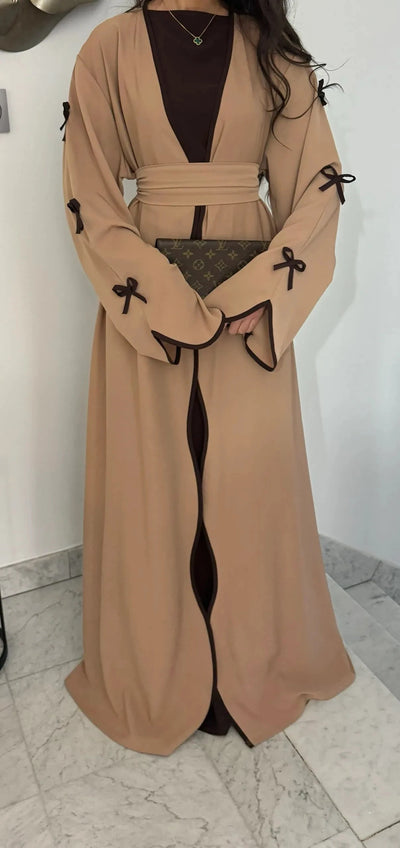 LM088 TikTok 2025 Coquette Wave Abaya Cardigan | Premium Nidha Medina Silk | Arabic Modest Fashion