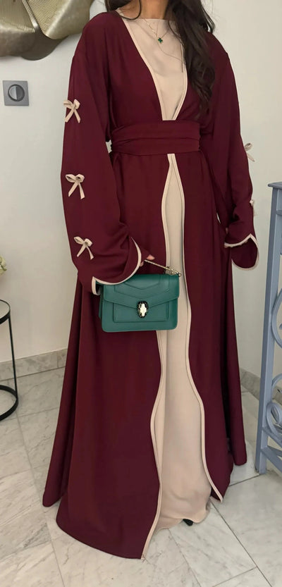 LM088 TikTok 2025 Coquette Wave Abaya Cardigan | Premium Nidha Medina Silk | Arabic Modest Fashion