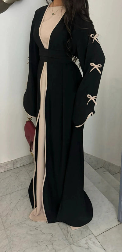 LM088 TikTok 2025 Coquette Wave Abaya Cardigan | Premium Nidha Medina Silk | Arabic Modest Fashion