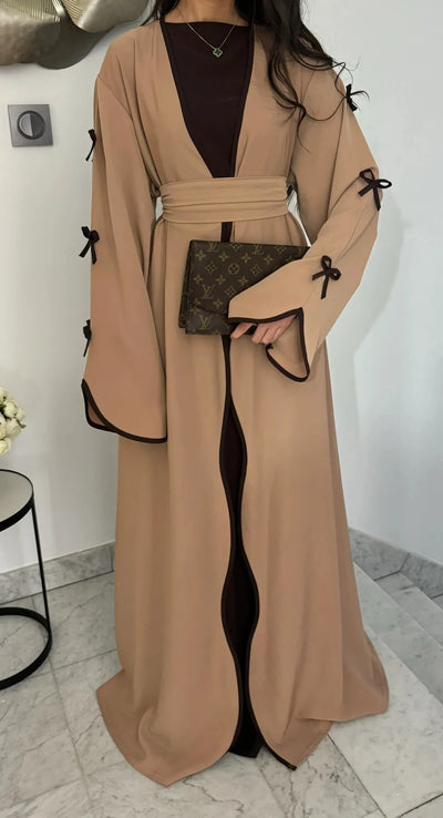 LM088 TikTok 2025 Coquette Wave Abaya Cardigan | Premium Nidha Medina Silk | Arabic Modest Fashion