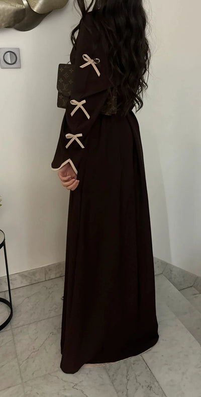 LM088 TikTok 2025 Coquette Wave Abaya Cardigan | Premium Nidha Medina Silk | Arabic Modest Fashion