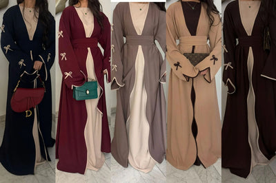 LM088 TikTok 2025 Coquette Wave Abaya Cardigan | Premium Nidha Medina Silk | Arabic Modest Fashion