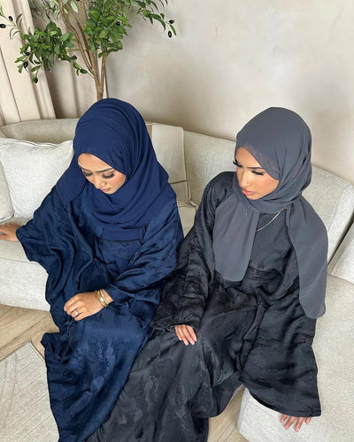 LM089 Hira Butterfly Abaya Set | Khaleeji Jacquard Prayer Dress with Batwing Sleeves Hijab Set