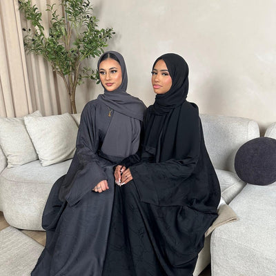 LM090 Luxe Jacquard Floral Butterfly Abaya Batwing with Matching Hijab Set
