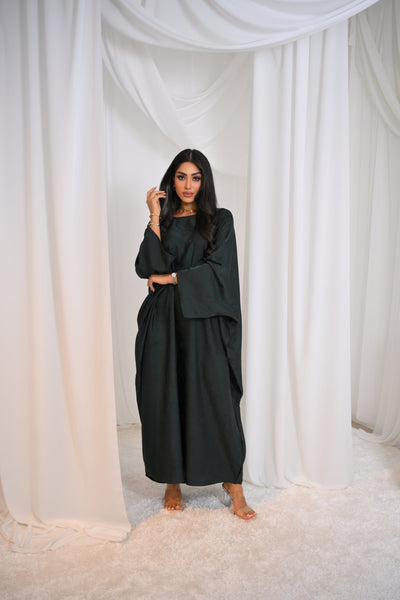 LM090 Luxe Jacquard Floral Butterfly Abaya Batwing with Matching Hijab Set
