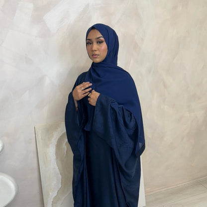 LM090 Luxe Jacquard Floral Butterfly Abaya Batwing with Matching Hijab Set