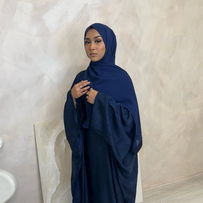 LM090 Luxe Jacquard Floral Butterfly Abaya Batwing with Matching Hijab Set
