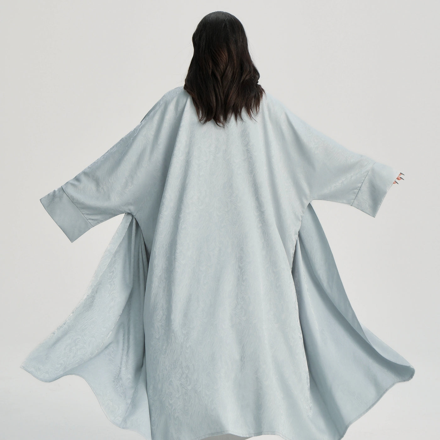 LM120 Jacquard Open Abaya | Split Sleeve Khaleeji Kaftan Cardigan
