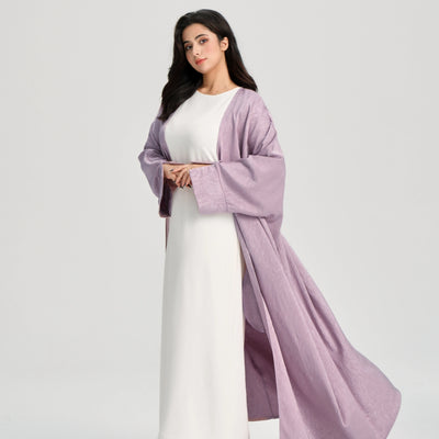 LM120 Jacquard Open Abaya | Split Sleeve Khaleeji Kaftan Cardigan