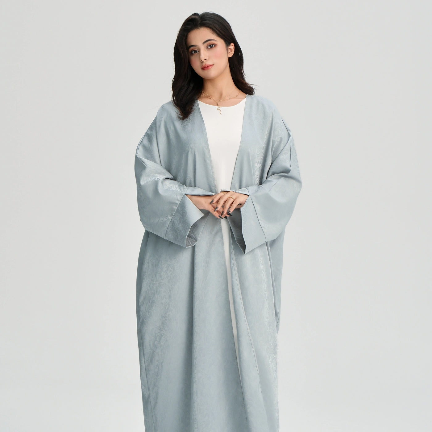 LM120 Jacquard Open Abaya | Split Sleeve Khaleeji Kaftan Cardigan