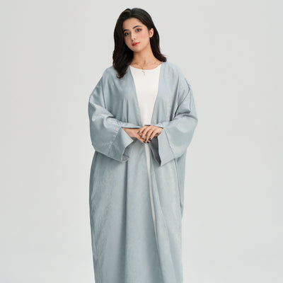 LM120 Jacquard Open Abaya | Split Sleeve Khaleeji Kaftan Cardigan