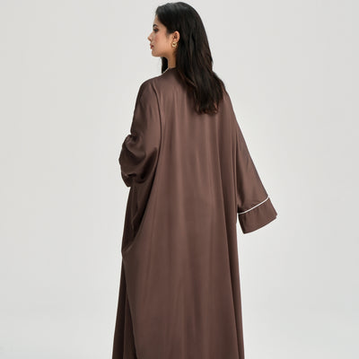 LM122 Gold Lace Kaftan Abaya with Inner Belt | Khaleeji Modest Maxi Dress