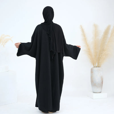 LM074 Warm Knitted Open Abaya Cardigan | Modest Winter Layering Piece with Open Front Design