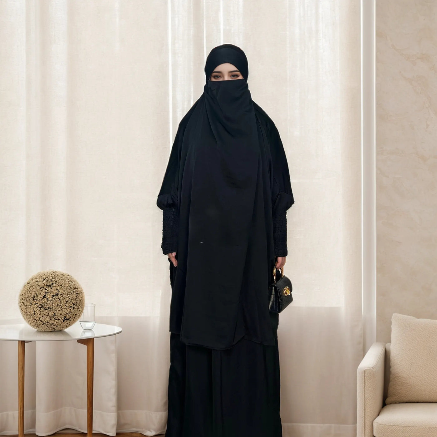 LM011 Luxury Multi-Color Two-Piece Jilbab Set | Elegant Islamic Dress for Women