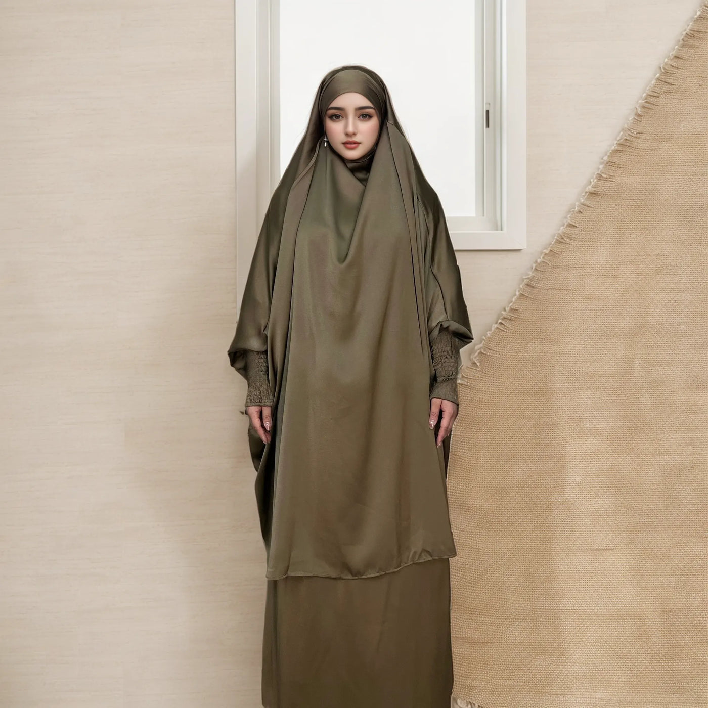 LM011 Luxury Multi-Color Two-Piece Jilbab Set | Elegant Islamic Dress for Women
