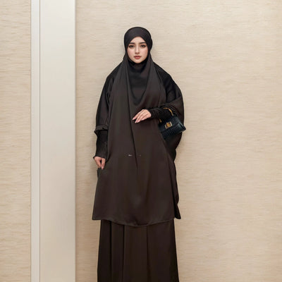 LM011 Luxury Multi-Color Two-Piece Jilbab Set | Elegant Islamic Dress for Women
