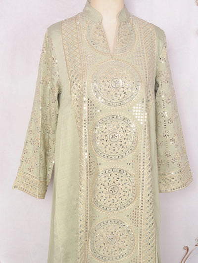 ML187 Embroidered Sequin Abaya Dress – Elegant V-Neck Modest Long Robe