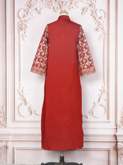 ML187 Embroidered Sequin Abaya Dress – Elegant V-Neck Modest Long Robe