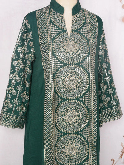 ML187 Embroidered Sequin Abaya Dress – Elegant V-Neck Modest Long Robe