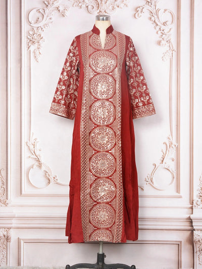 ML187 Embroidered Sequin Abaya Dress – Elegant V-Neck Modest Long Robe