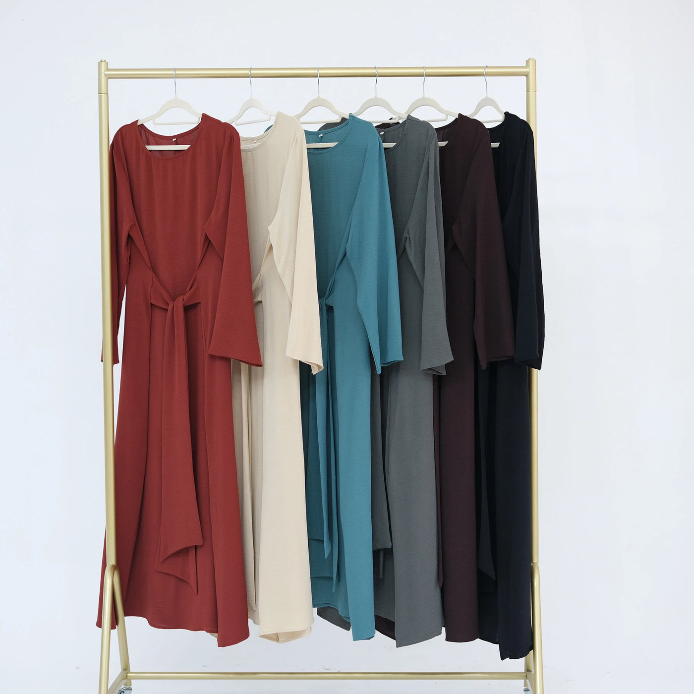 LM064 Summer 2025 Tie-Waist Abaya Dress Crepe Jazz One-Piece Modest Essential Lightweight Daily Hijab Outfit