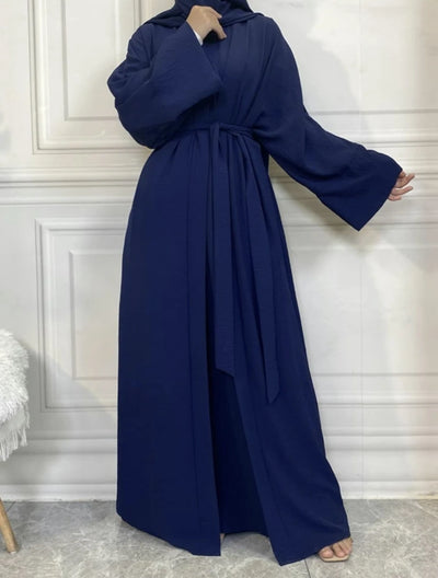 LM048 Summer 4-Piece Crepe Jazz Abaya Set  Hijab, Slip, Belt  Dress