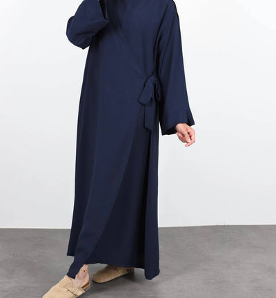 LM062 Tie Kimono Closed Abaya Dress Crepe Jazz Fabric Daily Essential