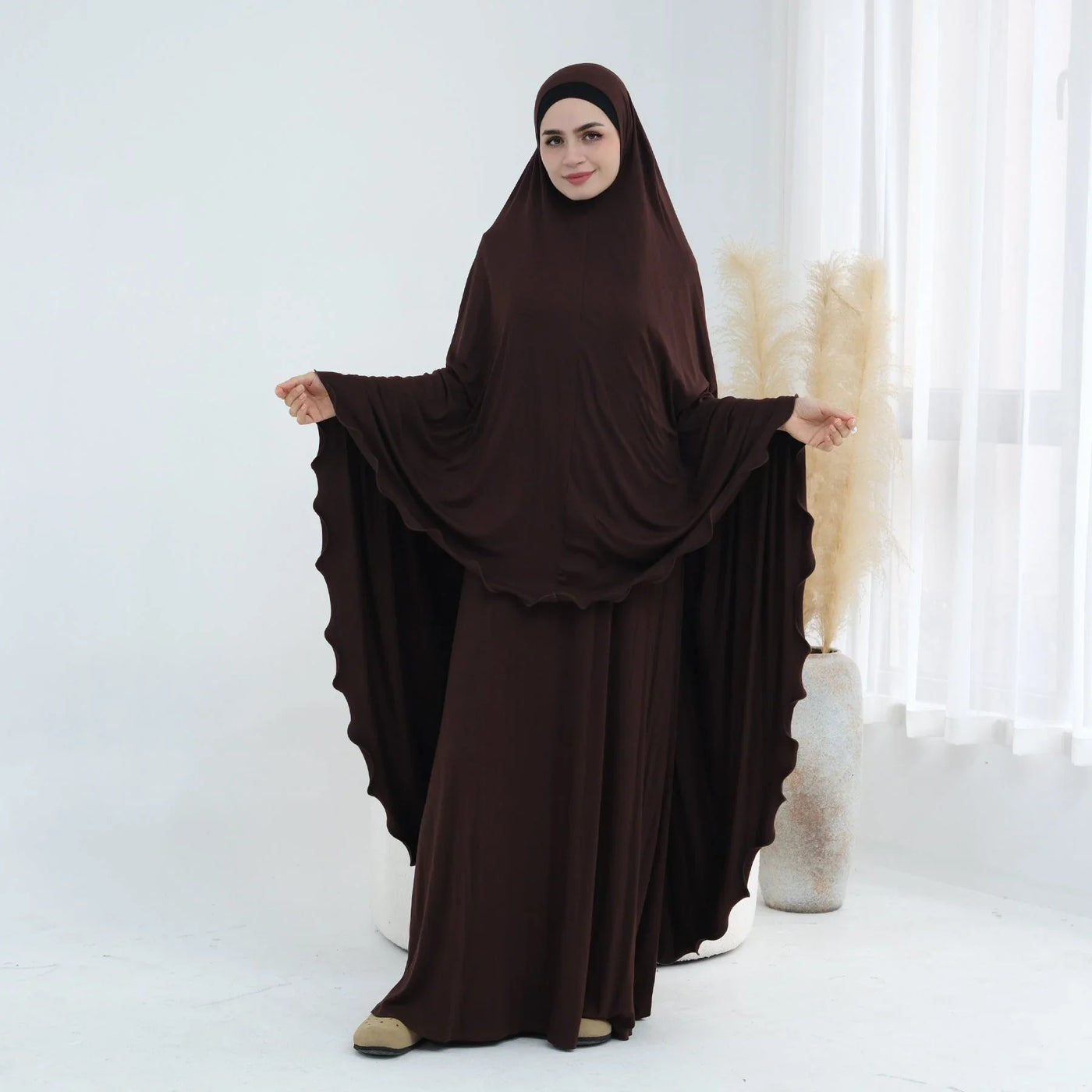 LM309 Modal Jersey Khimar Prayer Set – Soft One-Piece Khimar & Long Modest Dress