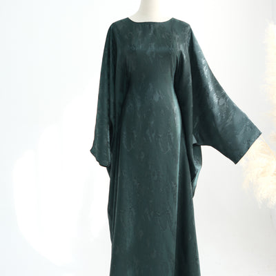 LM089 Hira Butterfly Abaya Set | Khaleeji Jacquard Prayer Dress with Batwing Sleeves Hijab Set