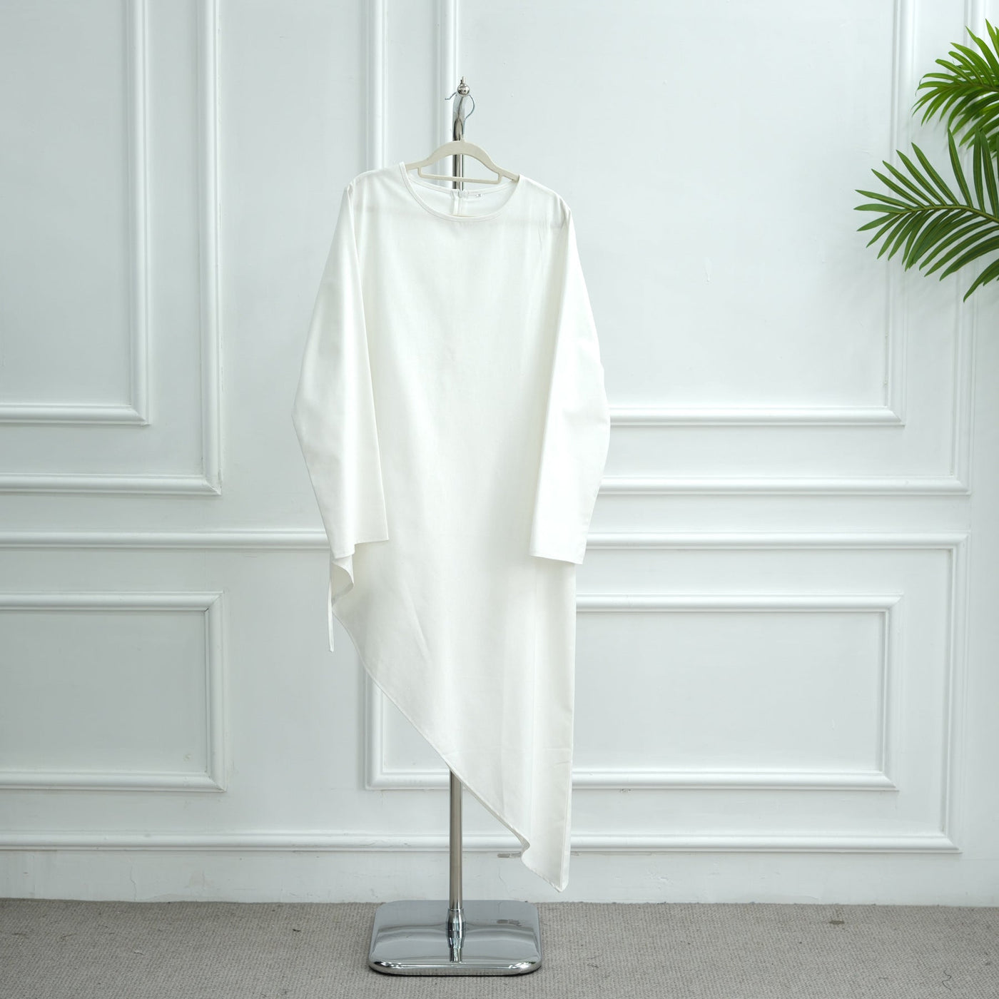 LM306 Cotton Linen Two-Piece Set – Asymmetric Top & Maxi Skirt Modest Outfit