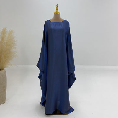 LM079 Plus Size Kaftan Abaya – Shiny Eid & Iftar Batwing Dress with Belt