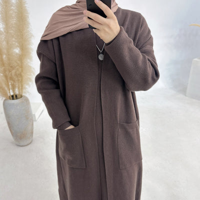LM229 Winter Knit Abaya Set – 2-Piece Modest Co-ord with Pockets