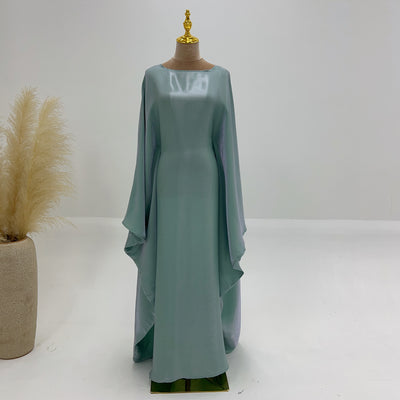 LM079 Plus Size Kaftan Abaya – Shiny Eid & Iftar Batwing Dress with Belt