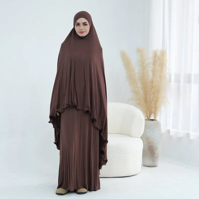 LM309 Modal Jersey Khimar Prayer Set – Soft One-Piece Khimar & Long Modest Dress