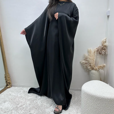 LM079 Plus Size Kaftan Abaya – Shiny Eid & Iftar Batwing Dress with Belt