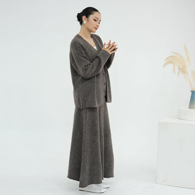 LM225 Winter Knit 3-Piece Abaya Set for Muslim Women – Modest Co-ord