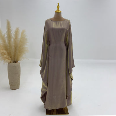 LM079 Plus Size Kaftan Abaya – Shiny Eid & Iftar Batwing Dress with Belt