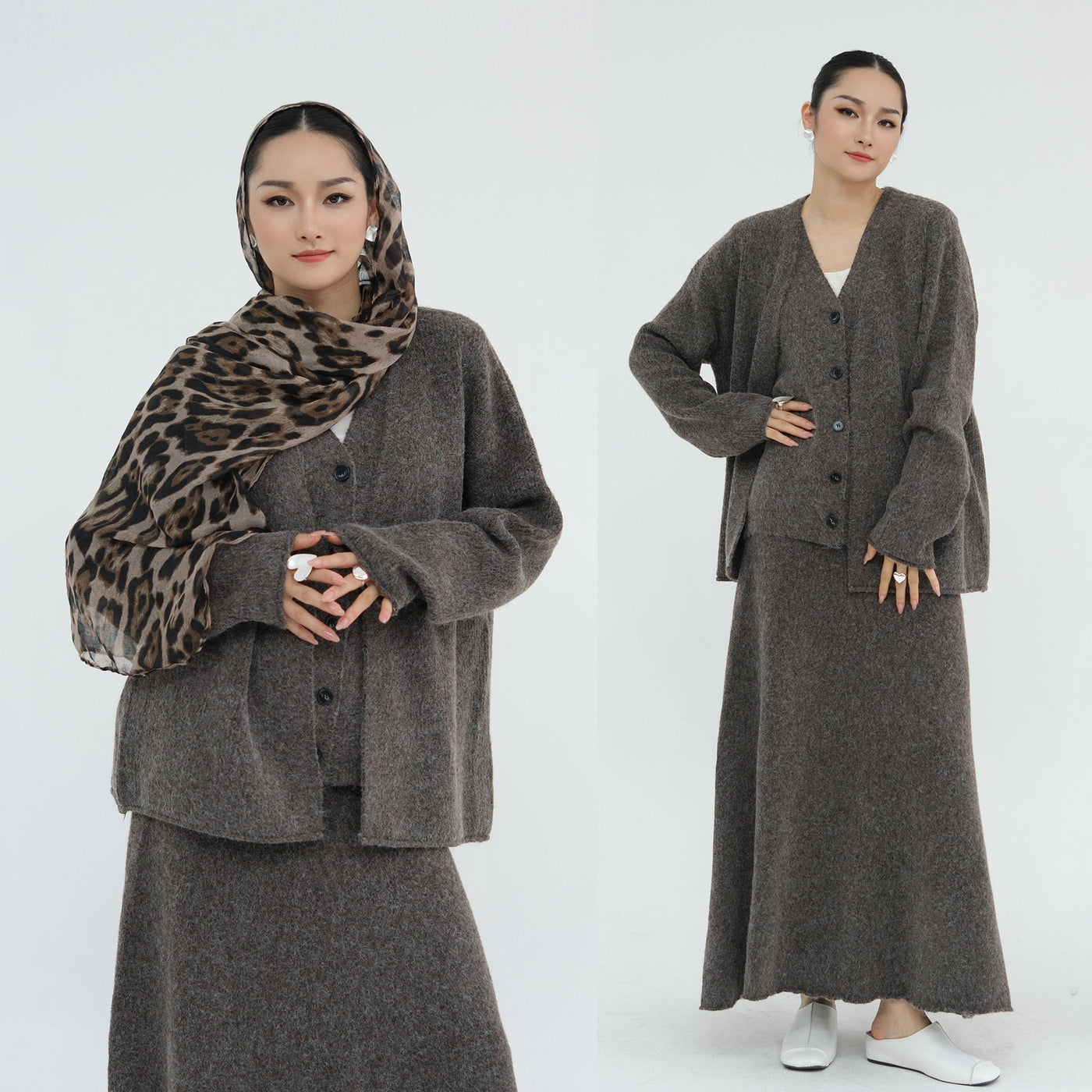 LM225 Winter Knit 3-Piece Abaya Set for Muslim Women – Modest Co-ord