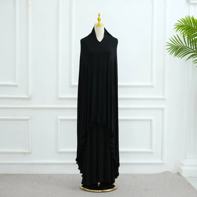 LM309 Modal Jersey Khimar Prayer Set – Soft One-Piece Khimar & Long Modest Dress