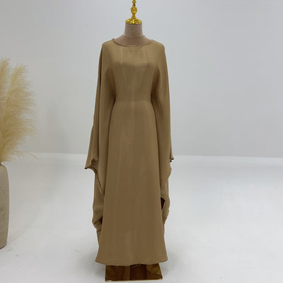 LM079 Plus Size Kaftan Abaya – Shiny Eid & Iftar Batwing Dress with Belt