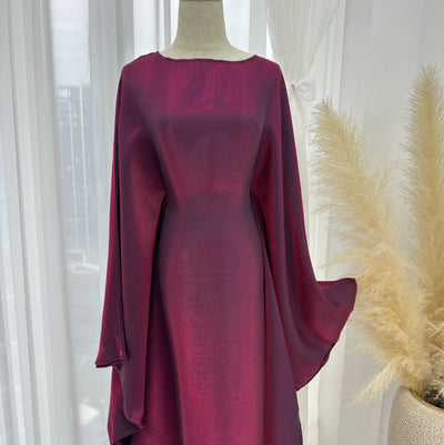 LM079 Plus Size Kaftan Abaya – Shiny Eid & Iftar Batwing Dress with Belt