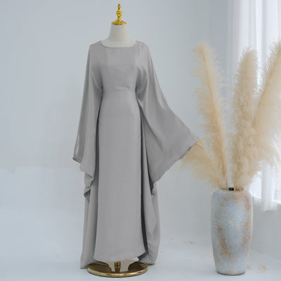 LM079 Plus Size Kaftan Abaya – Shiny Eid & Iftar Batwing Dress with Belt